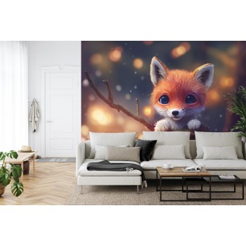 Fototapete Red Fox Cub In The Snow
