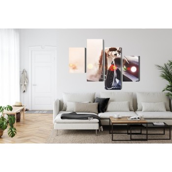 Mehrteiliges Bild Schwarzes Treibendes 3D-Auto