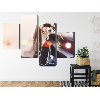Mehrteiliges Bild Schwarzes Treibendes 3D-Auto
