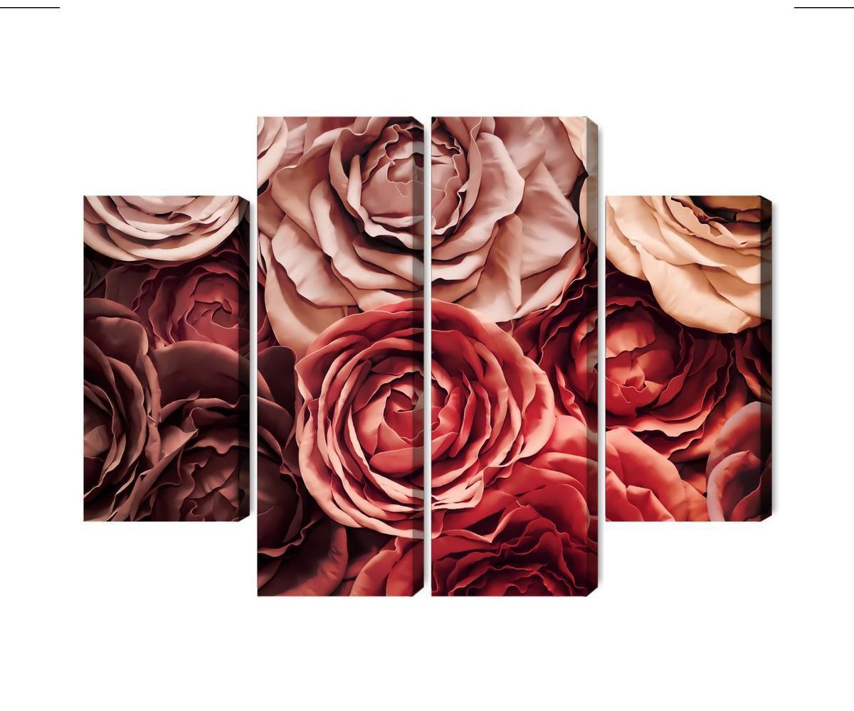 Mehrteiliges Bild Bunte Blumen Schließen Herauf 3D