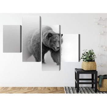 Mehrteiliges Bild Bär Im Nebel 3D