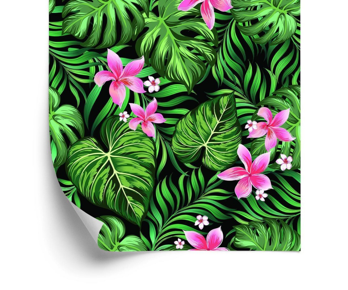 Tapete Blätter Tropische Blumen