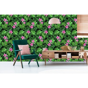 Tapete Blätter Tropische Blumen