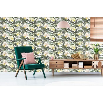 Tapete Exotische Blätter Blumen