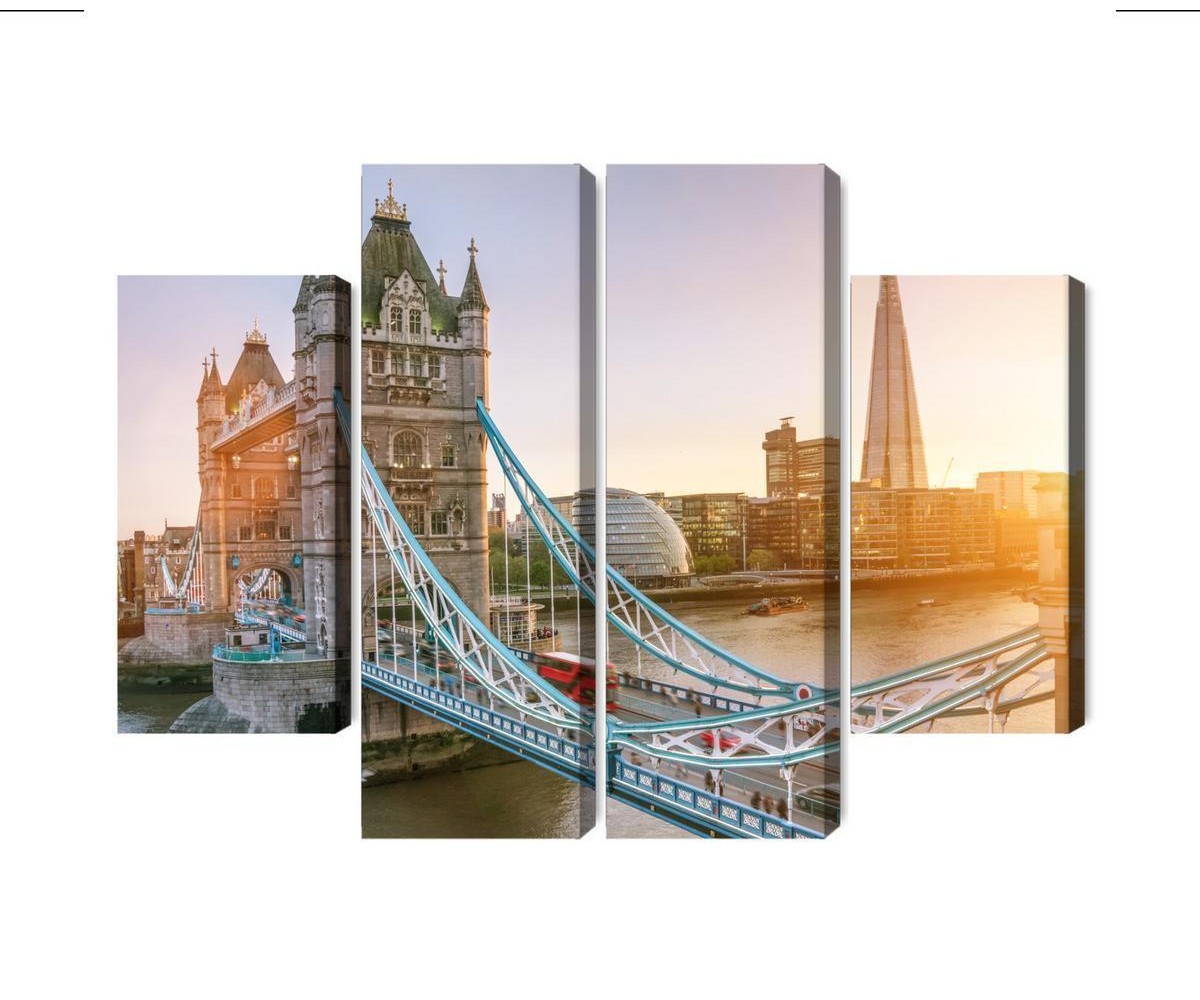 Mehrteiliges Bild Tower Bridge Bei Sonnenaufgang