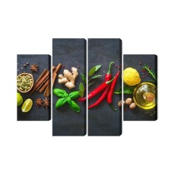 Mehrteiliges Bild Frische Aromatische Gewürze