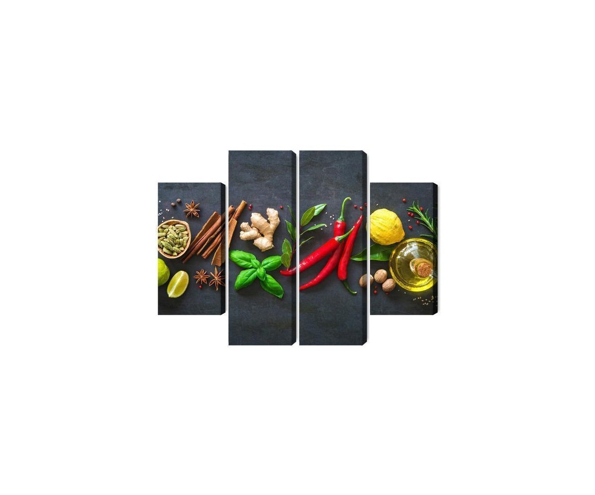Mehrteiliges Bild Frische Aromatische Gewürze