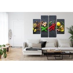 Mehrteiliges Bild Frische Aromatische Gewürze