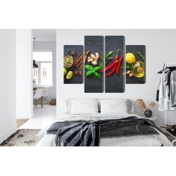Mehrteiliges Bild Frische Aromatische Gewürze