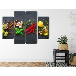 Mehrteiliges Bild Frische Aromatische Gewürze