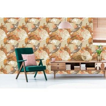Tapete Vögel Und Blumen