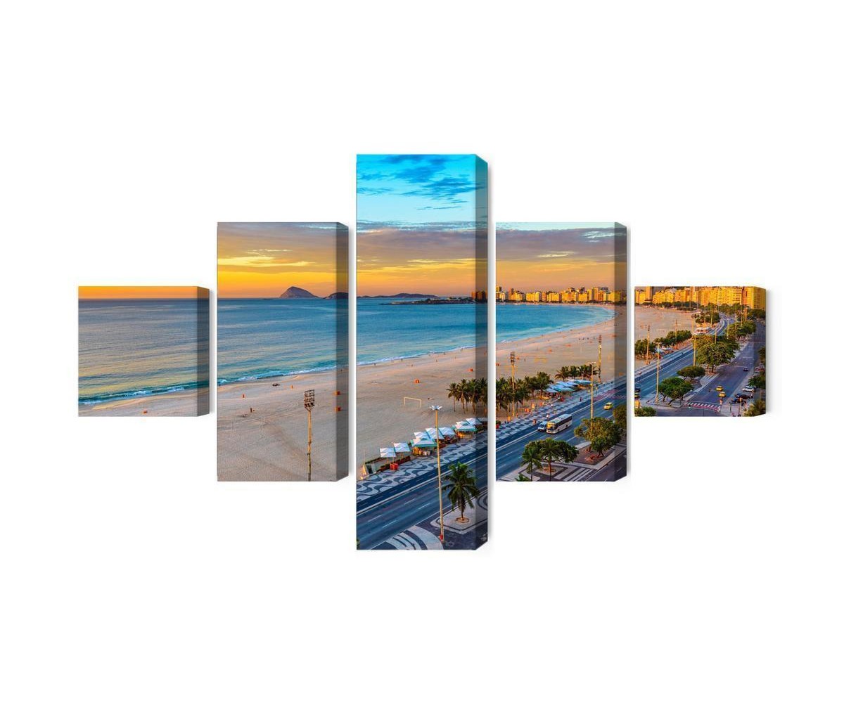Mehrteiliges Bild Sonnenaufgangsansicht Von Copacabana-Strand Und Avenida