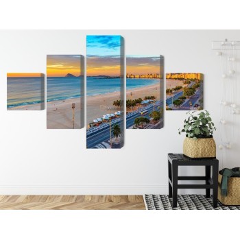 Mehrteiliges Bild Sonnenaufgangsansicht Von Copacabana-Strand Und Avenida