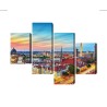 Mehrteiliges Bild Bunter Himmel Und Berlin-Panorama
