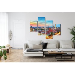 Mehrteiliges Bild Bunter Himmel Und Berlin-Panorama