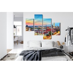 Mehrteiliges Bild Bunter Himmel Und Berlin-Panorama