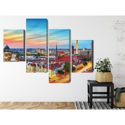 Mehrteiliges Bild Bunter Himmel Und Berlin-Panorama
