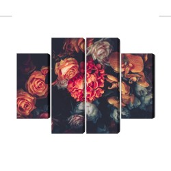 Mehrteiliges Bild Bunte Blumen Für Vintage-Stil