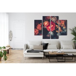 Mehrteiliges Bild Bunte Blumen Für Vintage-Stil