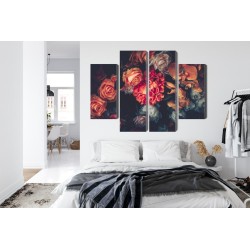 Mehrteiliges Bild Bunte Blumen Für Vintage-Stil