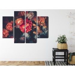 Mehrteiliges Bild Bunte Blumen Für Vintage-Stil