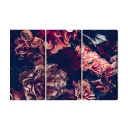 Mehrteiliges Bild Bunte Blumen Im Retro-3D-Stil