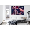 Mehrteiliges Bild Bunte Blumen Im Retro-3D-Stil