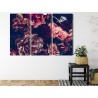 Mehrteiliges Bild Bunte Blumen Im Retro-3D-Stil