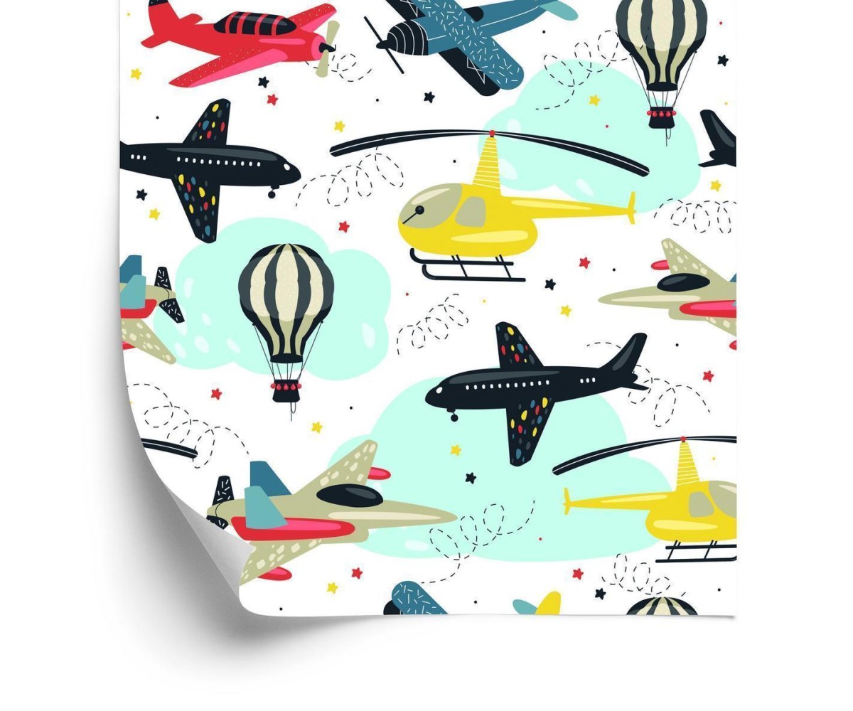 Tapete Flugzeuge  Hubschrauber Und Luftballons