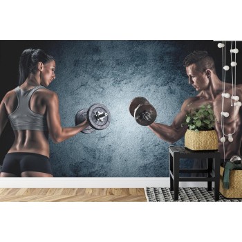 Fototapete Ein Muskulöser Mann Und Eine Sportliche Frau