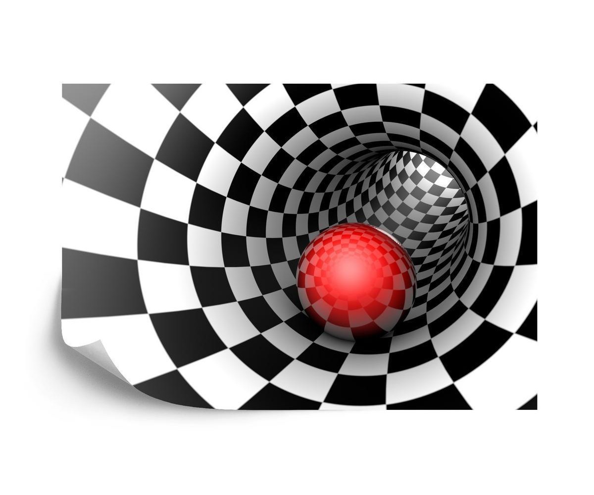 Fototapete 3D Tunnel - Schachbrett