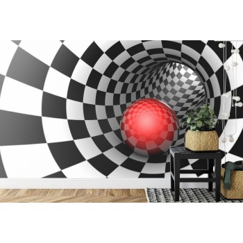 Fototapete 3D Tunnel - Schachbrett