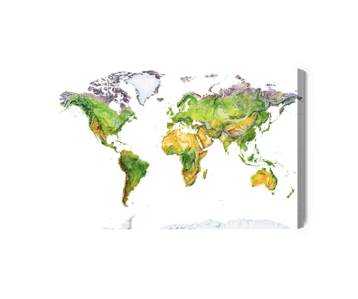 Leinwandbild Physische Karte Der Welt