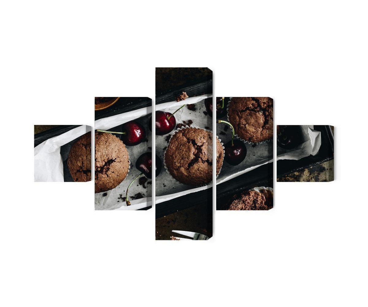 Mehrteiliges Bild Muffins Mit Kirschen