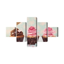 Mehrteiliges Bild Muffins Mit Sahne