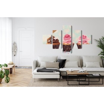 Mehrteiliges Bild Muffins Mit Sahne