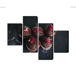 Mehrteiliges Bild Schokoladenmuffins Mit Rosen