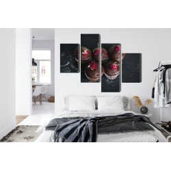 Mehrteiliges Bild Schokoladenmuffins Mit Rosen