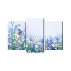 Mehrteiliges Bild Schmetterling Und Wildblumen