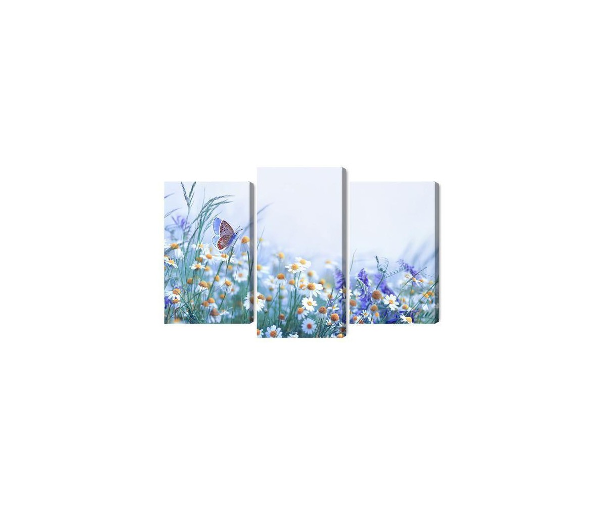 Mehrteiliges Bild Schmetterling Und Wildblumen