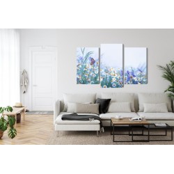 Mehrteiliges Bild Schmetterling Und Wildblumen