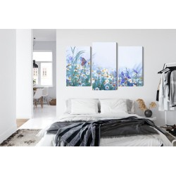 Mehrteiliges Bild Schmetterling Und Wildblumen