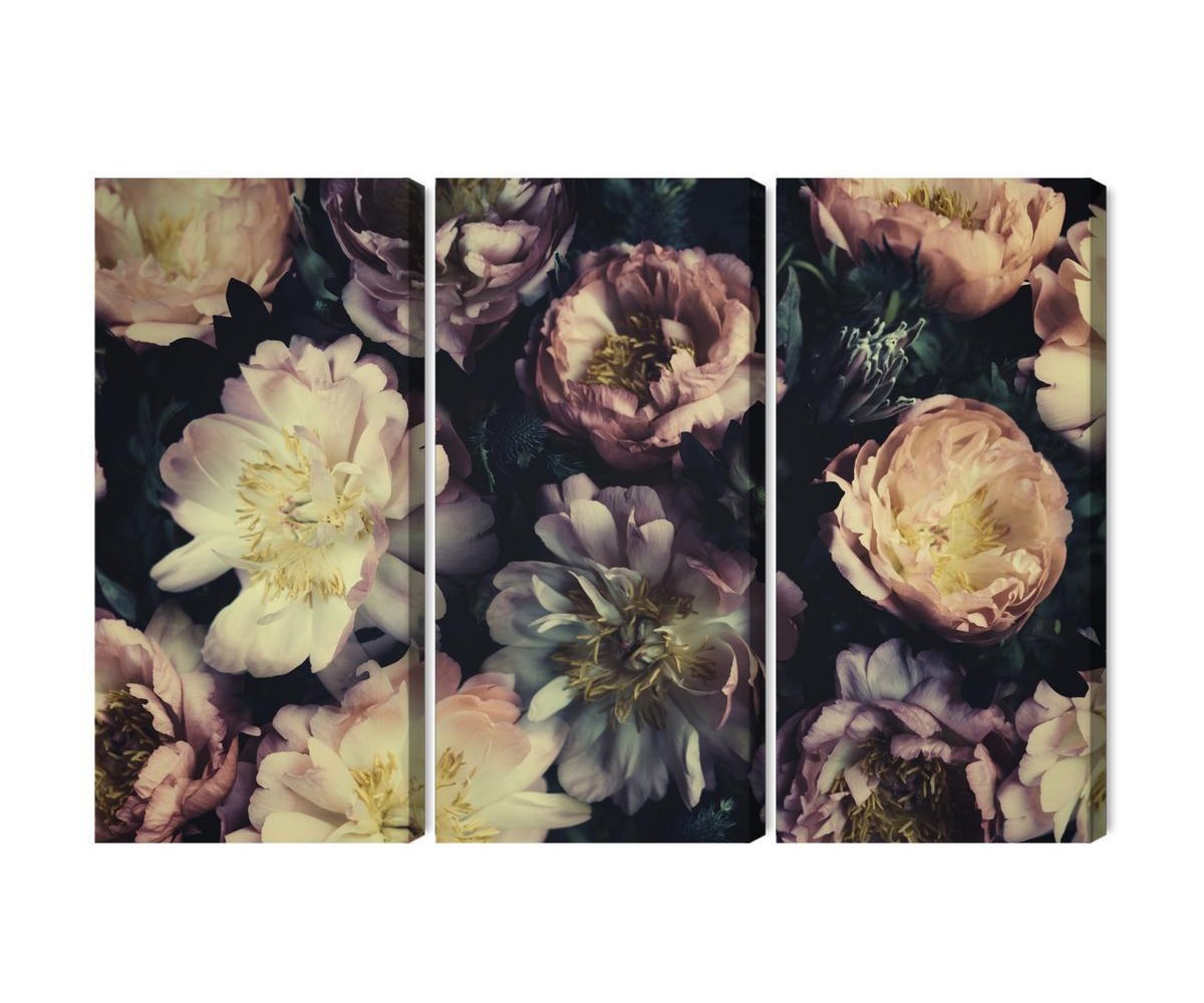Mehrteiliges Bild Ein Bunter Blumenstrauß Im Vintage-Stil