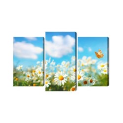 Mehrteiliges Bild 3D-Gänseblümchenfeld