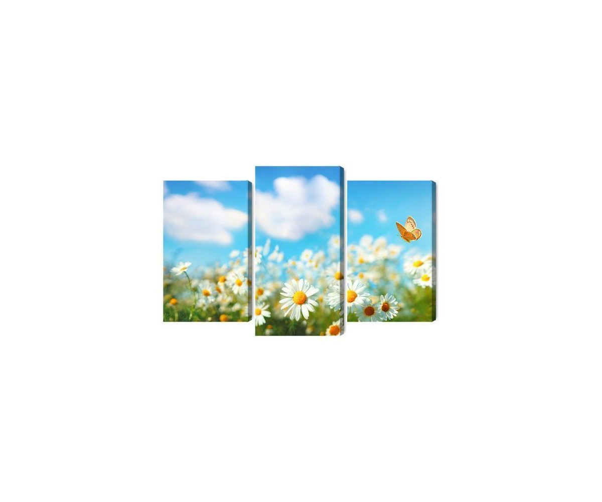 Mehrteiliges Bild 3D-Gänseblümchenfeld