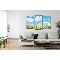 Mehrteiliges Bild 3D-Gänseblümchenfeld