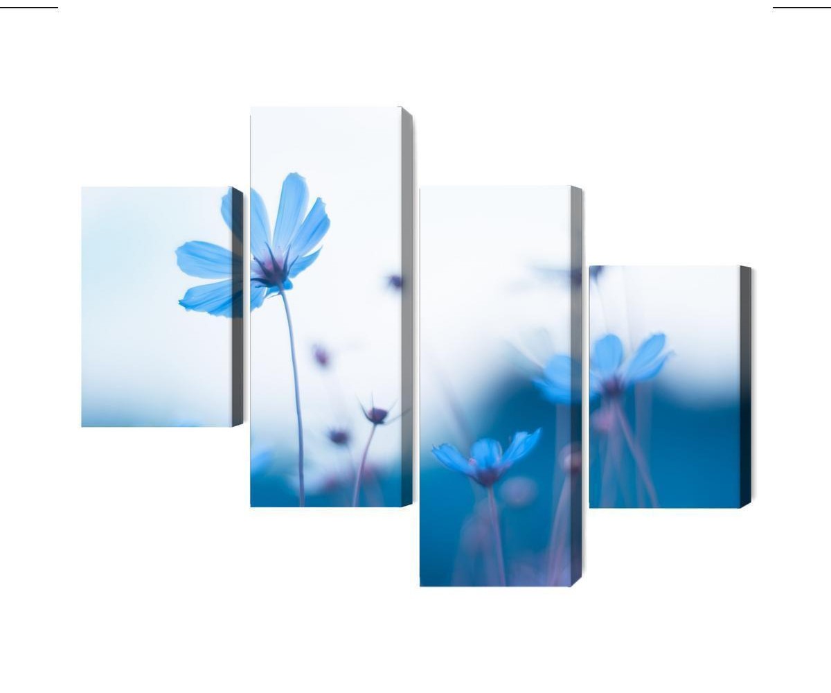 Mehrteiliges Bild Zarte Blaue Blüten