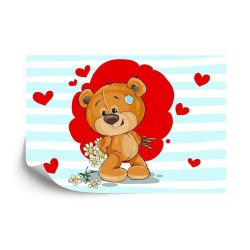 Fototapete The Big Heart Bears: Bradley Hat Blumen