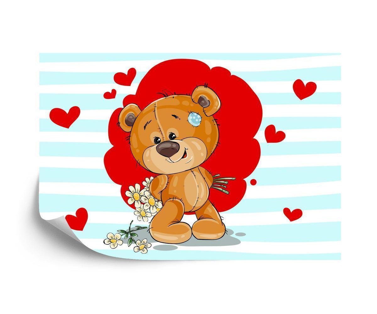 Fototapete The Big Heart Bears: Bradley Hat Blumen