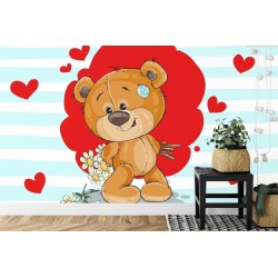 Fototapete The Big Heart Bears: Bradley Hat Blumen